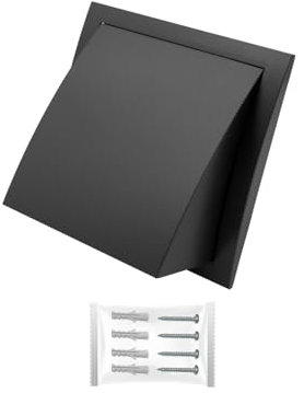 H&C VENT Anthracite Exhaust Hood Vent 153 mm with 100 mm 4 inch Connector Flange│ Air Ventilation Covers with Valve/Backdraft and Mouse Protection │ Extractor Cap Cover for Duct Pipe│ Inside Outside