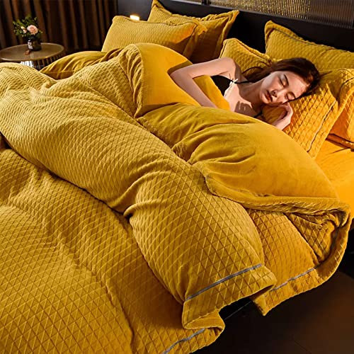 MGHOME Juego de Funda Nórdica de Terciopelo de Lujo,Juego de Ropa de Cama de Franela Transpirable Ultrasuave, Juego de Funda de Edredón de Reversible Grueso con Cierre de Cremallera para Invierno
