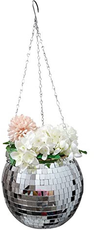 ZJT Disco Ball Planter, Hanging Basket, Mirror Hanging Planter, Diameter 15 cm, Decorative Plant Basket for Indoor Outdoor Balcony Plants Wall Decoration Decorations