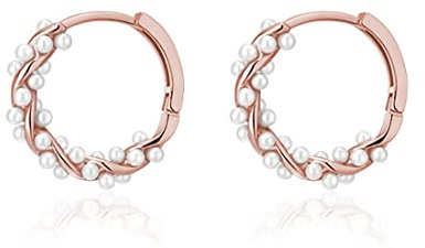 SLUYNZ Sterling Silber Perlen Creolen Ohrringe für Damen Mädchen Prele Ohrringe Huggie Hochzeit Braut Ohrring