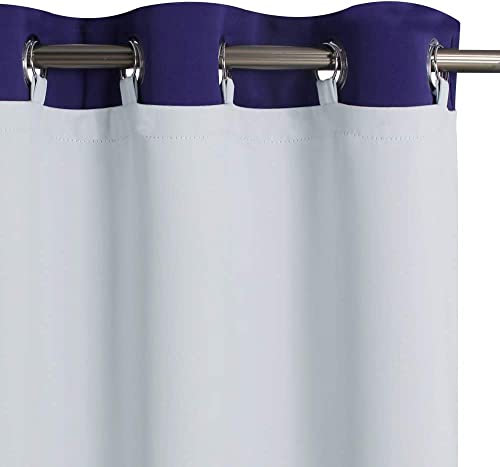 PONY DANCE Thermal lining Curtain - Blackout Insulated Door Curtains for Bedroom, Kitchen, Apartment Office, Versatile Curtains with Tab Top and Rings, Greyish White, 64 x 68 Inch Drop