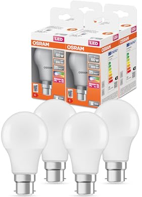 OSRAM LED SuperStar Dimmbare LED Lampe für B22d Sockel, FR, 806 Lumen, warmweiß (2700K), Ersatz für herkömmliche 60W Glühbirnen, 4er-Pack