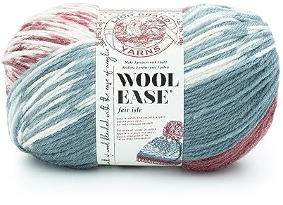 Lion Brand Yarn Wool Ease Fair Isle, Yarn for Knitting, Merlot/Charcoal, 1 Pack