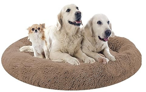 XIEMINLE Hundekissen Hundesofa, Flauschig Plüsch Hundebett Donut Kuscheliges Hundekorb für Große Mittelgroße Hunde, Orthopädisches Hundebett, Welpen Kissen Katzenbett Donut Kuscheliges(Ø130cm)