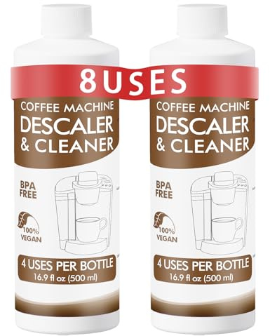 Solución descalcificadora de 8 usos compatible con Keurig, Nespresso, Breville, Delonghi, Jura, Ninja - Descalcificador de máquina de café de 33.8 onzas, limpiador de cafetera espresso, removedor de