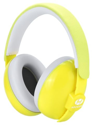 HOCAZOR HZ002 - Cuffie anti-rumore per bambini da 3 a 24 mesi, paraorecchie regolabili per bambini, per aerei, dormire, fuochi d'artificio, concerti, cinema (NRR23 dB/SNR28 dB)- giallo