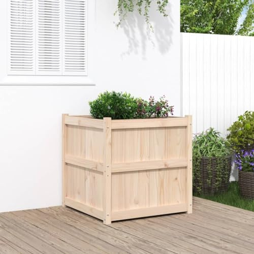 CIADAZ Jardinière d'extérieur 70x70x70 cm Bois de pin Massif,Jardiniere sur Pieds,Bac avec Treillis,Jardiniere Terrasse
