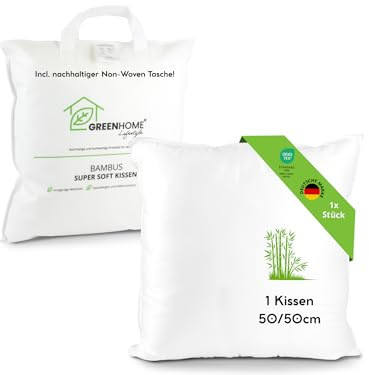 Greenhome Lifestyle Sofa Kissen 50x50 Dekokissen mit Bambus-Baumwolle Bezug – Oeko-TEX zertifiziertes Couchkissen – nachhaltig verpackt – weich & waschbar – für Wohnzimmer & Schlafzimmer