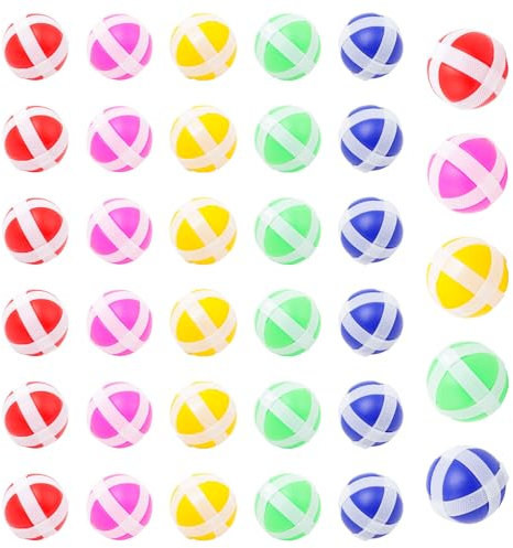 Pilikoll 40 Stück 3.4cm Kinder Darts Erstaz Bälle Klettballspiel Fangballspiel Ballspiel Set Ersatzbälle Spiel Klett Wurfspiel Darts Erstaz Bälle Klebrigen Bällen für Indoor Outdoor Classic Spiele