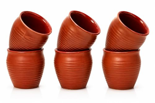 Handmade Terracotta Kulhad Kulhar Chai Tea & Coffee Cup Set of 6 Food Safe