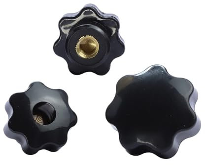 Runde Daumenmuttern ， 5 Stück Pflaumenmuttern for Handfestziehen M4 M5 M6 M8 M10 M12 Sackloch aus Kunststoff und Nylon 7-Sterne-Rändelmutter Klemmknopf Manuelle Mutter (M6 25/5 Stück)(M12 48 1pcs)