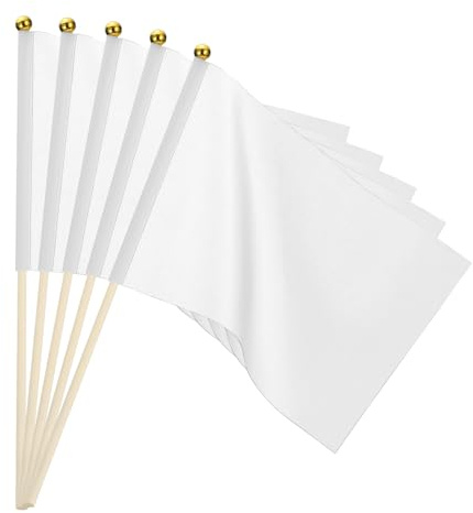 PATIKIL 16pz Mini Bandierine, Bianco Bandiere Gioco Solido Bianco Bandiere Piccole Mini Bandiere Attacca Festa Decorazioni per Gioco Compleanno Carnevale