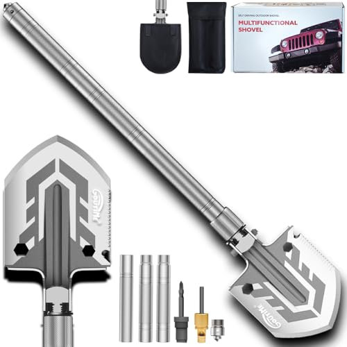 Goutime Pala da Campeggio ed Escursionismo, Kit Multiuso Pieghevole e Staccabile, con Custodia, Pala di Salvataggio e Pala di Sopravvivenza per Campeggio, Spiaggia, Escursionismo, attività all'aperto