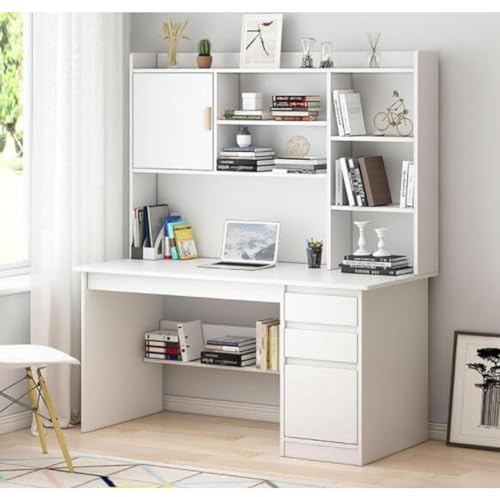 GLMGBP Computertisch mit Aufsatz und Bücherregal, moderner Home-Office-Schreibtisch, Stabiler Schreibtisch aus Holz mit Schubladen, PC-Tisch-Arbeitsplatz zum Arbeiten und Lernen (120 x 45 x 164 cm