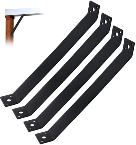 (4-Pack) 135° Angle Support Brackets, 11-1/8 x 1-1/2, 11-Gauge Steel, Fits 2 Posts, for Fence, Deck, Railing, Pergola Reinforcement