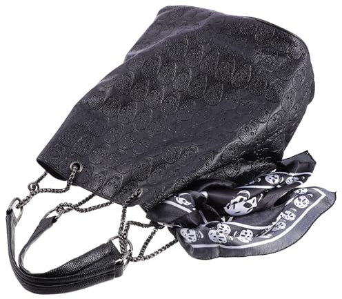 BESTYASH Paquet à Bandoulière pour Femme en Pu avec Chaîne et Foulard en Soie Paquet Noir Élégant pour Shopping et Sorties Main Léger et Pratique