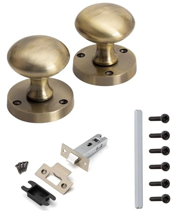 Golden Grace Antique Brass Mortice Sprung Door Knob Set, 75mm Latch