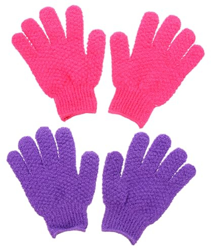 CALLARON 2 Pairs Exfoliating Bath Gloves for Deep Scrubbing Dead Skin Removal Comfortable Shower Gloves for Men Women for Smooth Skin for Daily Use
