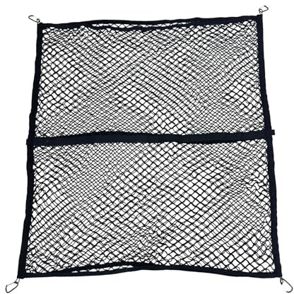 Double Layer Highly Elastic Cargo Net 4'x5'stretch to 7'x10', Pickup Truck Bed Cargo Net Mesh Organizer with 6 Hooks for Car Luggage Rear Boot Van Roof Storage Secures Tools/Sports Gear 【1.2x1.5m】