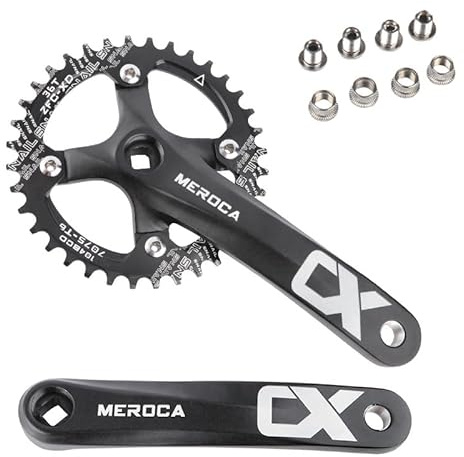 AHKALVTE 170mm Fahrrad Kurbelgarnitur 1fach Vierkant Loch Aluminiumlegierung Fahrrad Kurbel mit 32T 34T 36T 38T 42T 104 BCD Kettenblatt für MTB Mountainbike (Kurbelarm+36T)