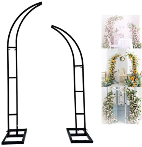Arco da giardino in metallo per matrimoni e feste, supporto per telaio a mezza luna, colore nero, 150 cm e 180 cm, perfetto per decorazioni per cerimonie ed eventi