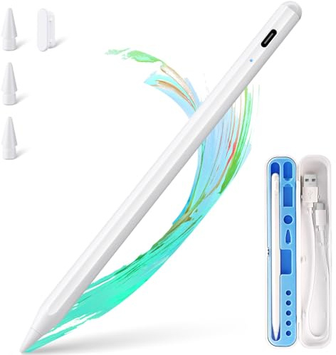 Pencil for Apple iPad 2018-2025, Type-c Fast Charge Pixel Precision, Tilt Sensitive Stylus Pen Compatible Apple iPad 11/10/9/8/7/6, Pro M4/12.9/11/13, Air 3/4/5/11-13M2/M3, mini 6/5, White