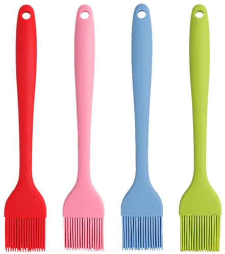 NileHome 600°F Heat Resistant Silicone Basting Brushes, Cooking Brushes for Food BPA Free Pastry Brush Spread Oil Butter Sauce for BBQ Grill Baking Kitchen Cooking Dishwasher Safe(4 Pack)