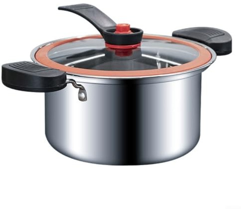 TDCuizent Olla a presión de acero inoxidable de 3,5 L con interior antiadherente para una cocción rápida y nutritiva, olla multifuncional para cocinar al vapor y cocinar lentamente para fuego abierto