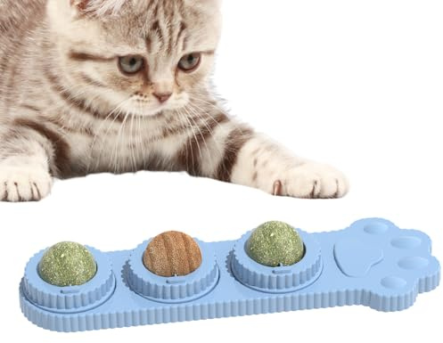 Katzenminze-Bälle, Die An Der Wand Haften – Drehbares Katzen-Kauspielzeug, Essbarer Katzenminze-Ball Für Die Wand, Natürlicher Zahnreinigungs-Leckerli-Ball | Interaktives Leck- -Spielzeug Fü