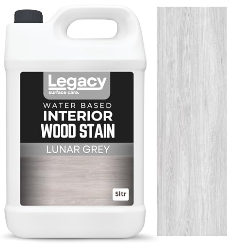 Legacy Surface Care Water Based Wood Stain (Gold Oak) – Fast Drying, Non-Toxic, Easy to Apply Wood Paint & Varnish for Indoor & Outdoor Furniture, Floors & Decking (Lunar Grey, 5ltr)