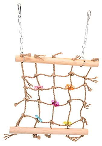 40 cm großes Kletternetz für Papageien, Käfigvogelspielzeug für kleine und mittelgroße Haustiere, Kletterleiter, Krabbelnetz zum Nähen für Wellensittiche und Nymphensittiche