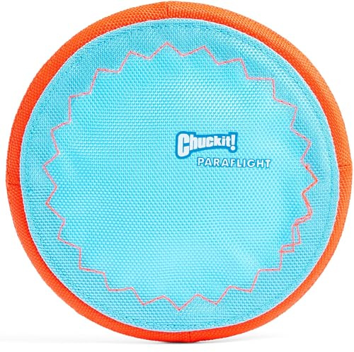 Chuckit! Paraflight flygande frisbee - hundleksak, flyter i vatten, hållbar nylonkonstruktion med mjuka gummikanter, för små och medelstora hundar, storlek Small, 17,1 x 17,1 cm / 6,75 x 6,75 tum (L x