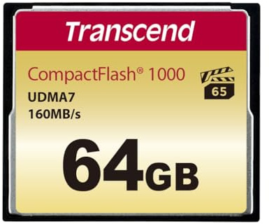 Transcend 64GB CompactFlash CF Memory Card, Up to 160MB/s, MLC, VPG-65 | Ultra DMA transfer mode 7 (UDMA 7), ECC Support for digital SLR