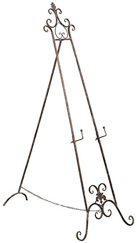 Biscottini Bilderständer 150 x 53 x 96 cm - Staffelei aus Schmiedeeisen mit antikiertem Rost-Finish - Eleganter und praktischer Bilderständer