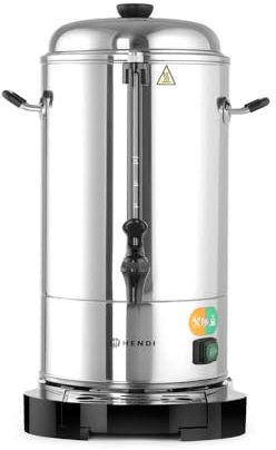HENDI Percolateur à café, double paroi, économie d'énergie, bac à filtre intégré, pour café moulu grossièrement, pas de filtre en papier nécessaire, 6L, 230V, 1500W, 345x343x(H)517mm, inox 18/0