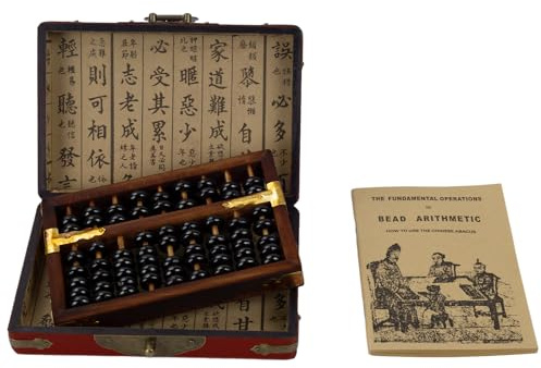Larcele Traitement de Vieillissement Vintage Perle en Bois Arithmétique Laque Abacus Fournitures Scolaires pour les étudiant,9 Colonnes SP-01