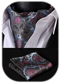 HISDERN Krawattenschal Herren Aqua Hochzeit Punkt Halstuch Taschentuch Paisley Business Ascot Krawatte und Einstecktuch Set