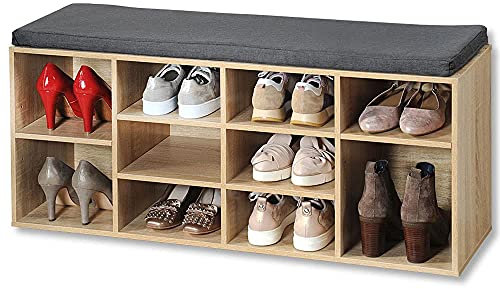 Kesper - Zapatero con cojín, decoración en Madera, Color Roble, 103,5 x 31 x 12 cm