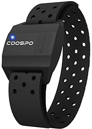CooSpo Cardiofrequenzimetro da Braccio Fascia Cardio Sensore di Frequenza Cardiaca Ottica Bluetooth Ant+ Impermeabile IP67 Compatibile con Wahoo, Zwift, iCardio, DDP Yoga e Altro