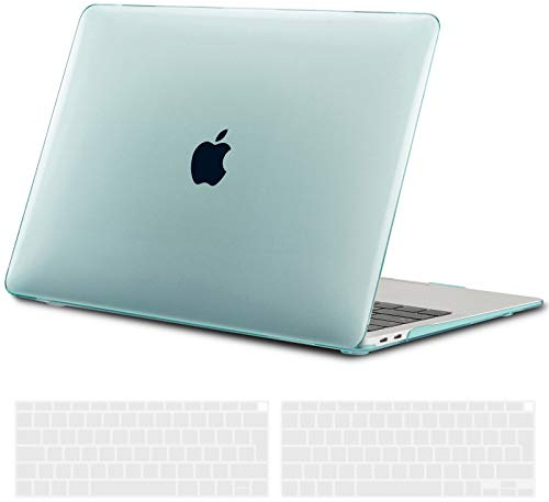 TECOOL Hülle Kompatibel mit MacBook Air M1 (A2337) / MacBook Air 13 Zoll Retina 2020 2019 2018 (A2179 A1932), Ultradünne Schutzhülle Hartschale Case mit Tastaturschutz (EU Layout), Kristall Minzgrün | A2337 A2179 A1932, Ultradünne Schutzhülle, Snap-on Hardcase, Ohne Logoausschnitt, 2 St. EU Tastaturschutz