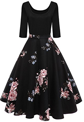 AXOE Femme Robe de Soirée Années 50 Vintage Manches 3/4 F04, Taille 38, S