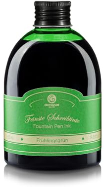 Octopus Reservoarpennabläck i praktisk påfyllningsflaska, bläck för reservoarpenna, kalligrafibläck i grönt (Spring green), 250 ml