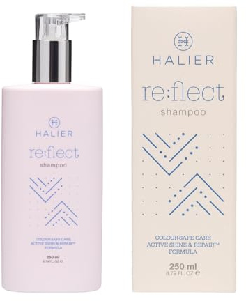 Halier Re:Flect Shampoo für coloriertes Haar ohne Parabene 250 ml - regeneriert gefärbtes Haar, Feuchtigkeit und Farbschutz, mit natürlichen Zutaten, mit der Active Shine & Repair™ Formel