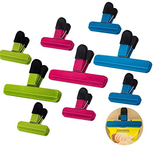 Lebensmittel-Clips,9 Stück Verschluss Verschlußklemmen Kunststoff Tüten-Clips für Küche,Büro,Garage