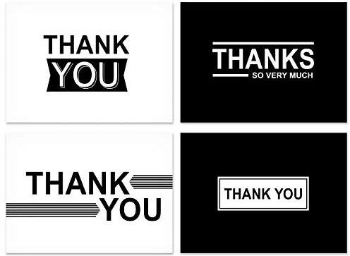 Hallmark Thank You Cards Assortment, Black and White Thanks (48 Cards with Envelopes for All Occasions)