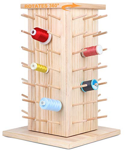 New brothread 93 Spulen (DIY) 360° Voll Rotierende Holz Fadenhalter/Garnhalter/Fadenspulen Organizer mit inneren Aufbewahrungsfächern zum Nähen, Quilten, Sticken, Haare Flechten und Schmuck
