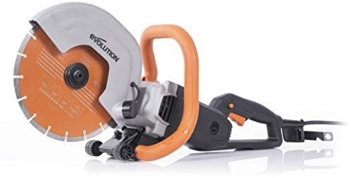 Evolution R255DCT - 10 In Concrete Saw (Aka Circular, Angle Grinder, Chop Saw, Cut Off, Demo, Disc Cutter, Power Cutter) - 15A Motor, No Gas - 4-1/16 In Cut - Incl Premium Diamond Blade
