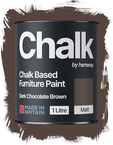 Hemway Chalk Based Furniture Paint, Dark Chocolate Brown 1L, Matt Finish | Shabby Chic, Chalk Paint Furniture & Walls, Quick Dry & 1 Coat