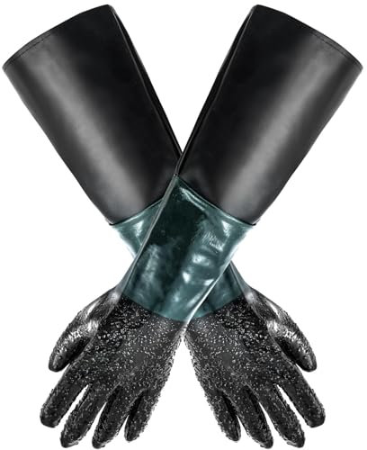 FLKQC Rubber Sandblaster Gloves for Abrasive Blasting with Particles Palm for Sandblast Blast Cabinets