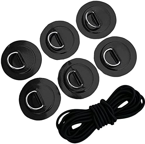 Namvo Paddle Board Patch SUP Bungee Deck Rigging Kit mit 6 Stück D-Ring Patch und elastischer Stoßschnur für PVC aufblasbares Boot Deck Befestigungsset Kajak Zubehör